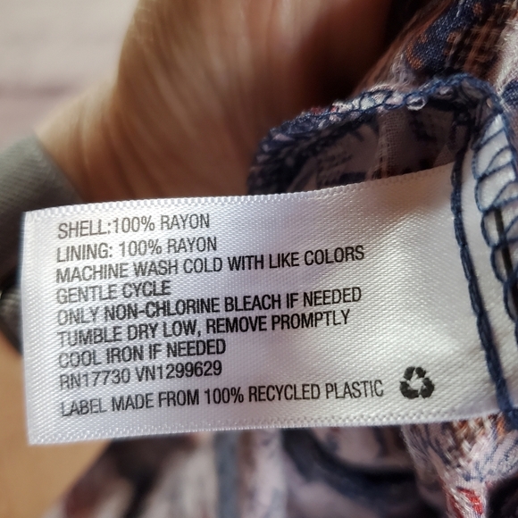 Knox Rose Blue Floral Tiered Maxi Dress Pullover Scoop Neck Short Sleeves Large - Picture 7 of 10